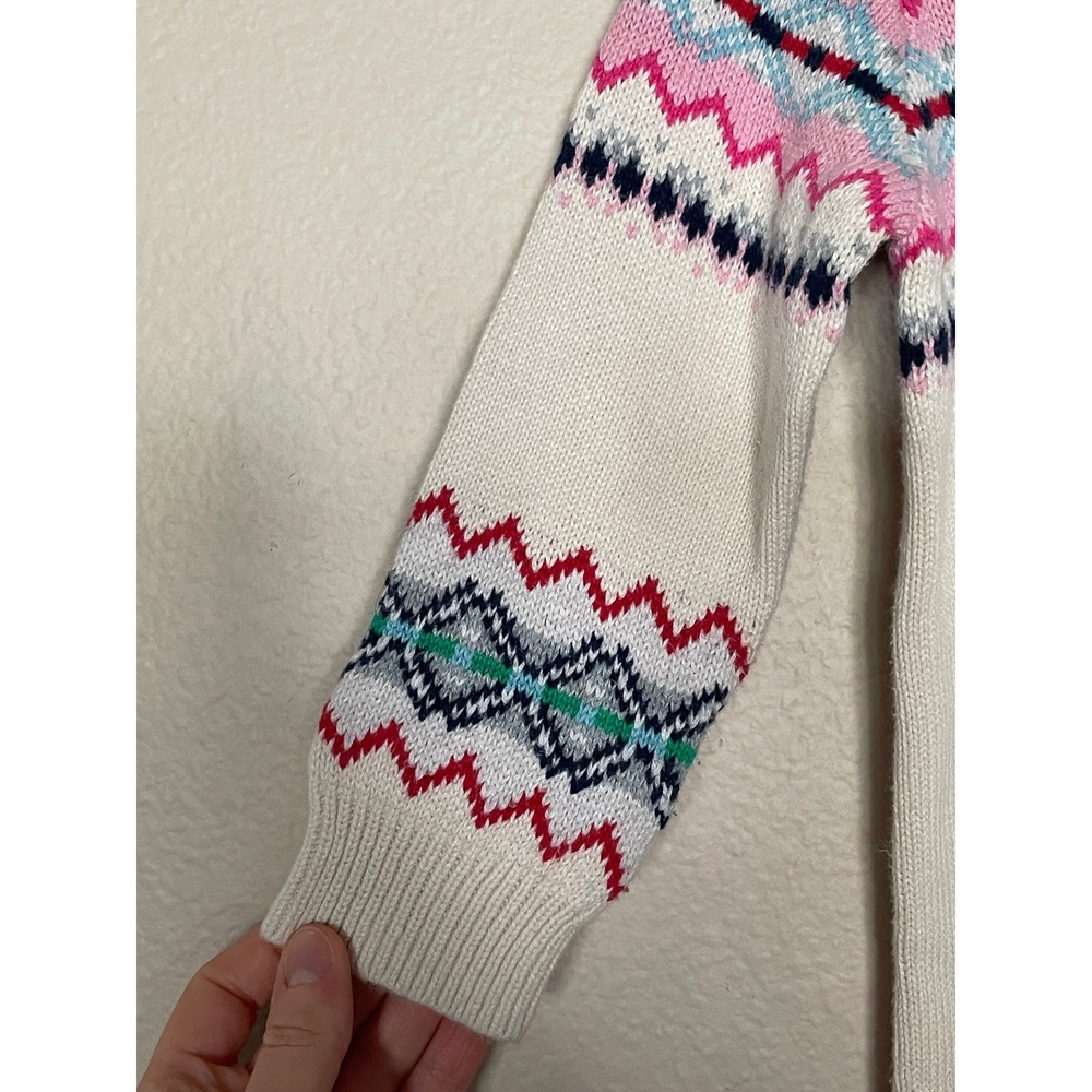 Baby Gap Toddler Fair Isle‎ Knit Sweater Dress Cream Pink 2T Fisherman Nordic - Picture 3 of 5